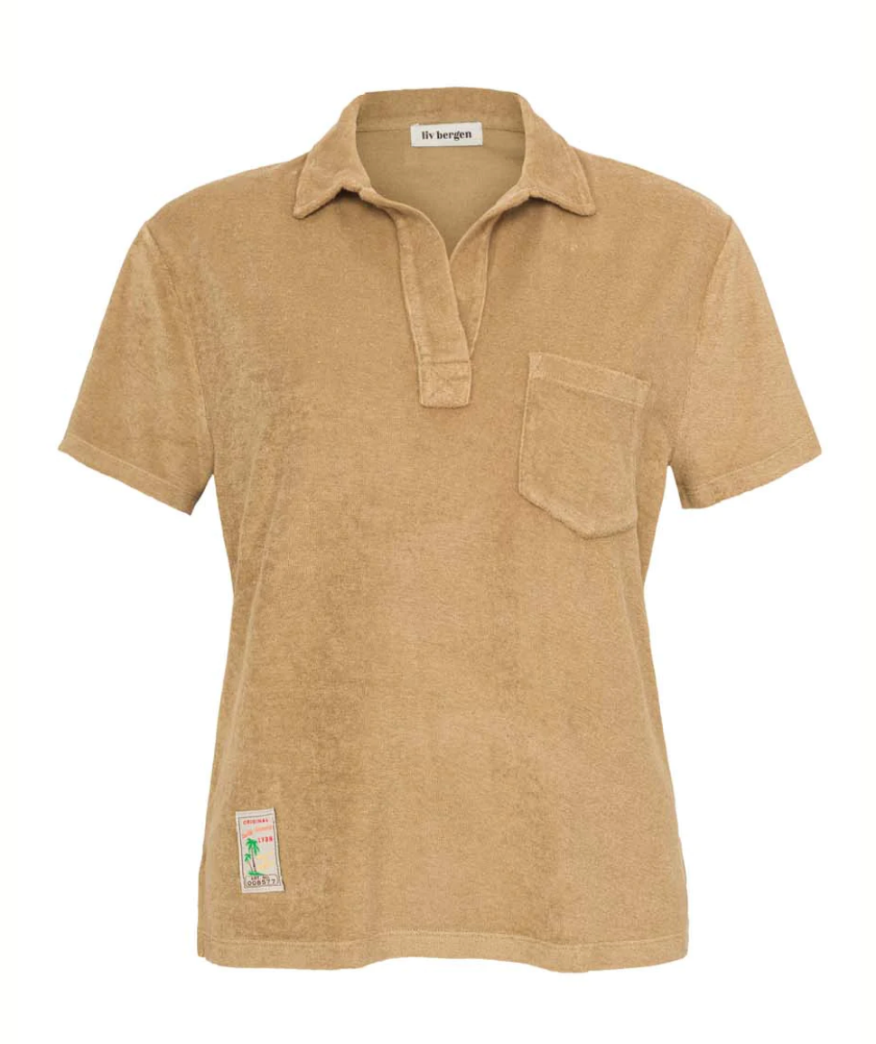 Polo T-shirt LIV BERGEN PALMS tissu éponge noisette