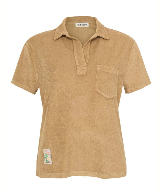 Polo T-shirt LIV BERGEN PALMS tissu éponge noisette