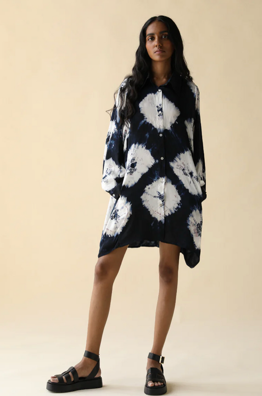 OVERSIZED SHIRT - NAVY FLOWER