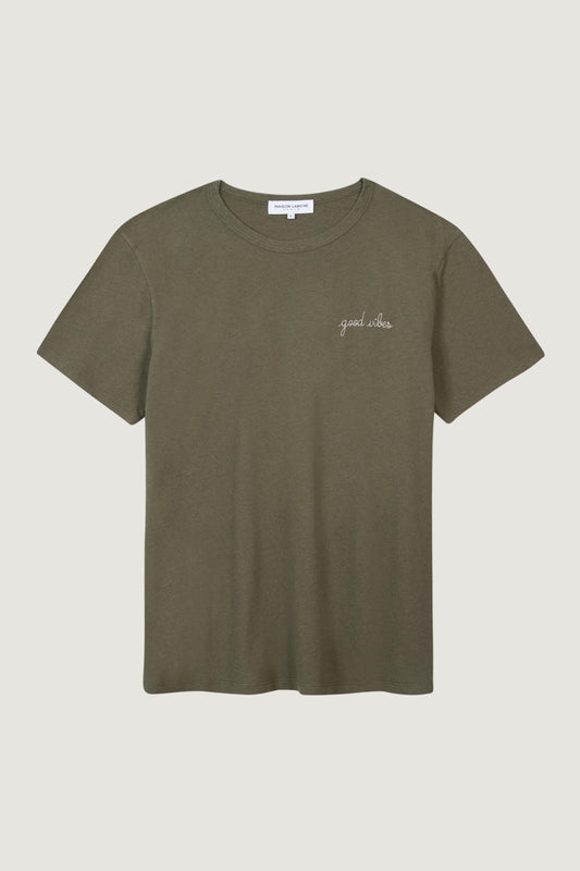 Tee-shirt VILLIERS "GOOD VIBES" Camo Green